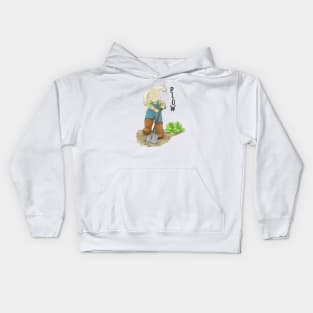 rabbit funny child book cover Kids Hoodie